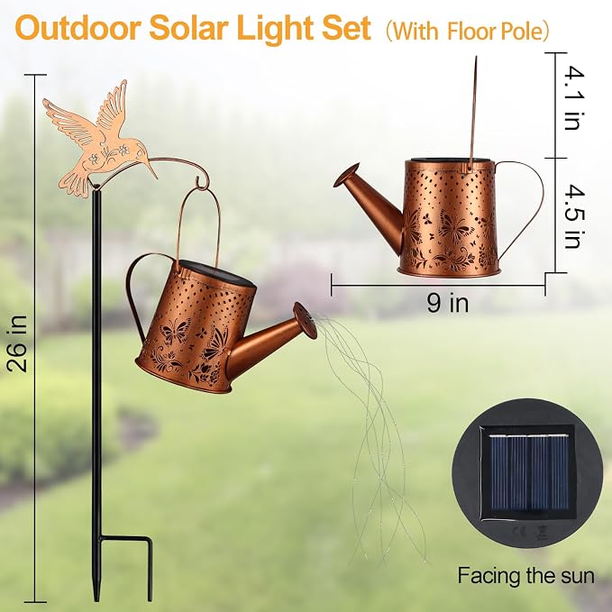 Outdoor Hanging Solar Lantern Waterproof Set Outside Metal Openwork Butterfly - Image 4