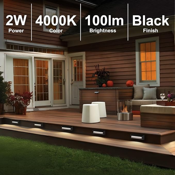 ZONK LED Step Stair Lights 110V-240V, 2W Line Voltage Outdoor Indoor - Image 5