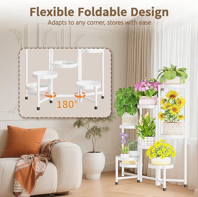 LASZOLA 8 Tiered Folding Tall Plant Stand Indoor - Image 2