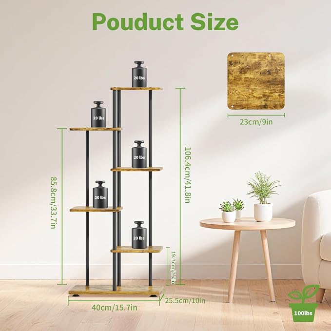 iDavosic.ly 5 Tier Plant Stand Indoor, Tiered Corner Metal Wood Multiple Flower - Image 6