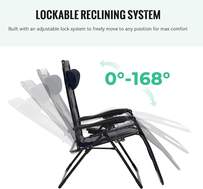 JEAREY Oversized Padded Zero Gravity Chairs, Folding Lounge Chair Outdoor Patio - Image 6