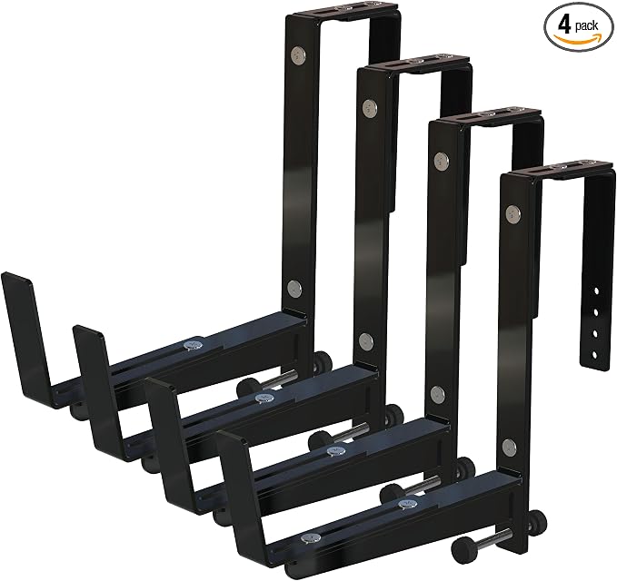 Window Box Brackets for Railing- 4 Pcs Adjustable Planter by NACETURE