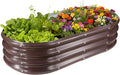 GOOZOO Galvanized Planter Raised Garden Bed, Oval Metal Land Planter Box by GOOZOO