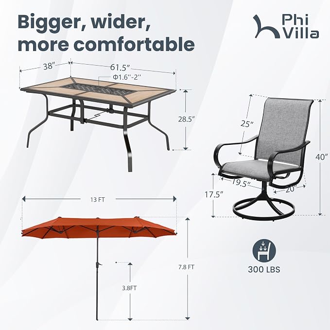 PHI VILLA Outdoor Patio Dining Set - Image 9