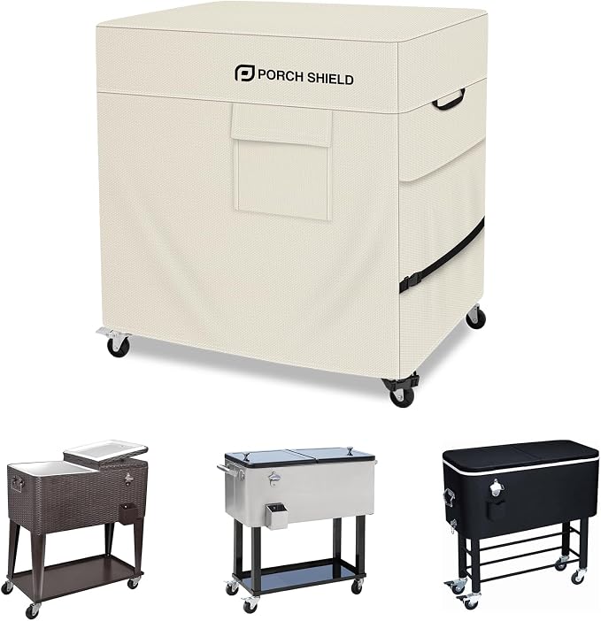 Porch Shield Waterproof Rolling 80-100 Qt Cooler Cart Cover Fits Most Patio Ice by PorchShield