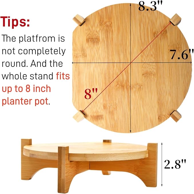 2 Pack Bamboo Plant Stand, Mid Century Modern Planter Stand, Detachable Flower - Image 2