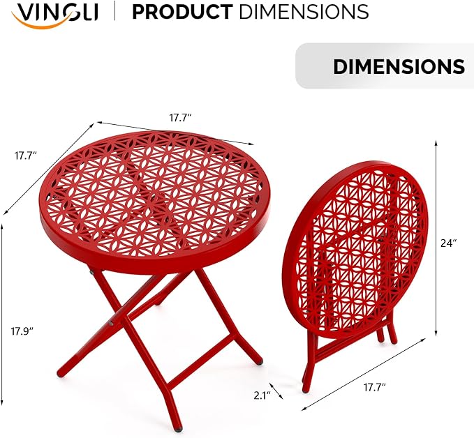 VINGLI Patio Folding Side Table, Small Outdoor Table - Image 3