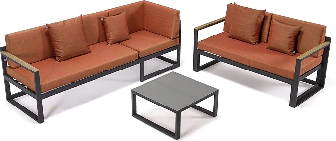 LeisureMod Chelsea 3-Piece Outdoor Patio Sectional Sofa Set, Removable Beige - Image 5