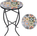 VCUTEKA Mosaic Side Table, Indoor Patio Accent Table by VCUTEKA