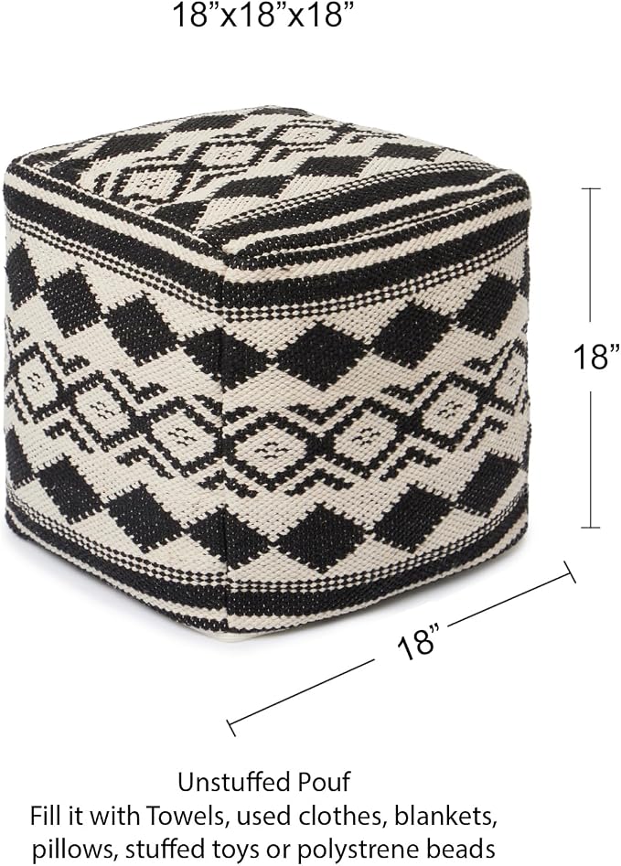 REDEARTH · UNSTUFFED Pouf Ottoman Cover Textured Cube Bean Bag Pouffe Footrest - Image 3
