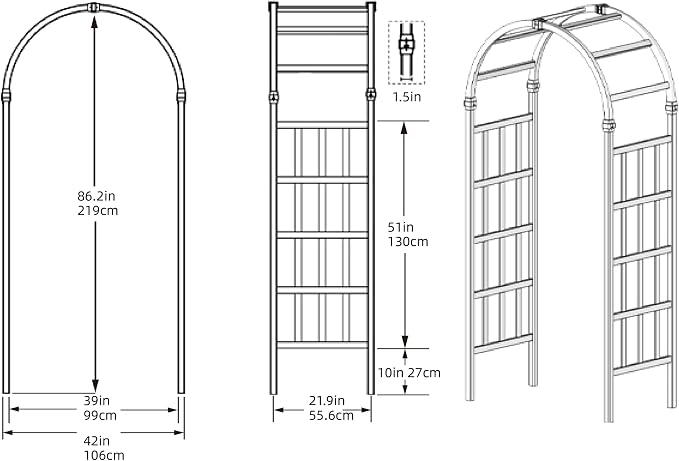 41" W x 86" H Vinyl Arbor, Vinyl Arch, Garden Arch Arbor - Image 3