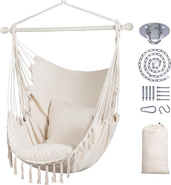 SUNCREAT Hammock Chair Hanging Rope Swing Seat-Max 450lbs Capacity, Extra Large by SUNCREAT