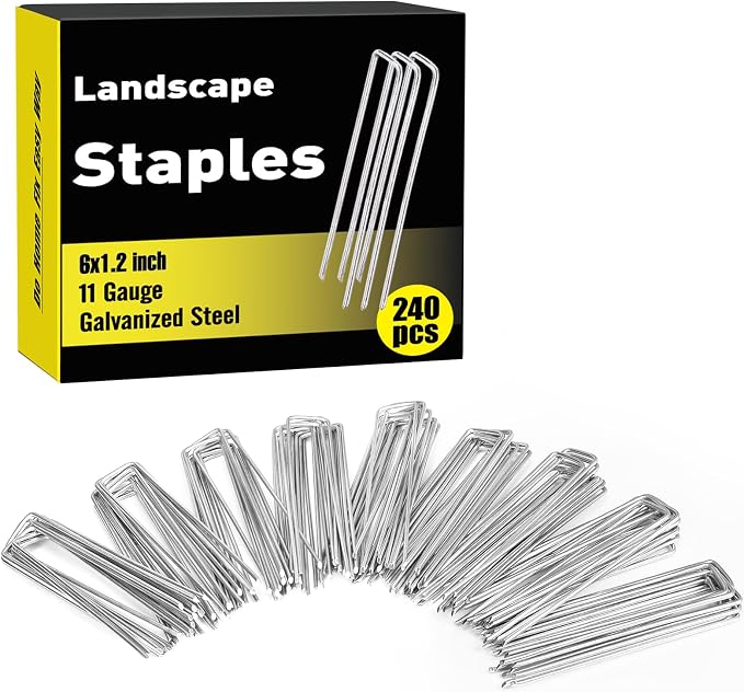 HongWay 240 Pack 6 Inch Landscape Staples, Garden Stakes Galvanized Tent Stakes by HongWay