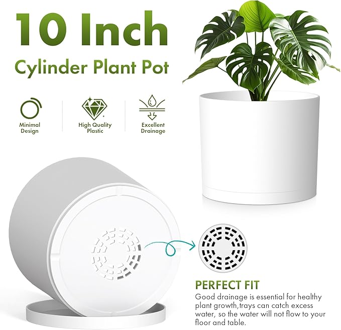 10 Inch Round Plastic Plant Pot - Image 4