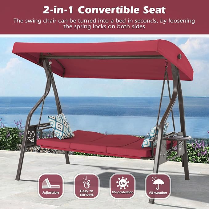 3-Seat Outdoor Porch Swing - Image 2