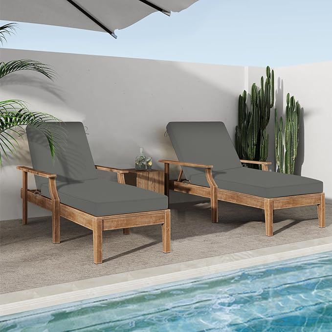 Chaise Lounge Cushions Outdoor, 4 Adjustable Ties Lounge Chair Cushions - Image 7