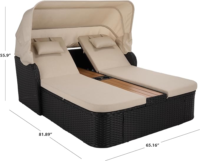 SAFAVIEH Outdoor Patio Furniture Collection – Victoria Black & Taupe Double - Image 3
