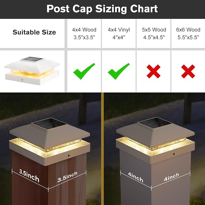 Solar Post Cap Lights Outdoor 12pack, Bright Warm White Solar Post Lights - Image 7