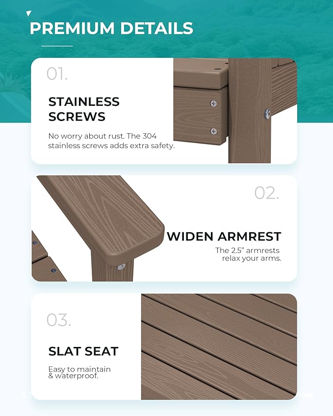 SERWALL Outdoor Dining Set for 6, HDPE Furniture Set - Image 6