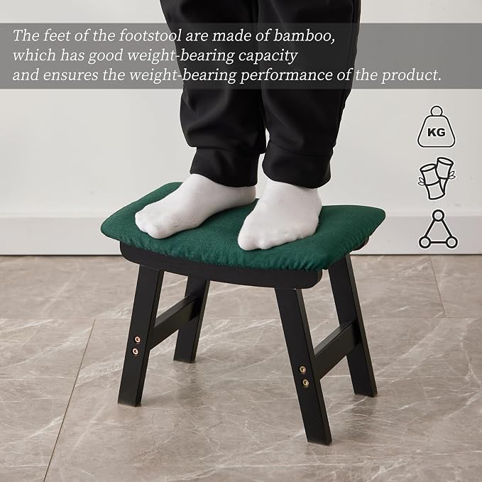 Foot Stool, Bamboo Small Sofa Foot Rest Under Desk, Extra Seating - Image 4