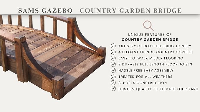 SamsGazebos Country Wood Garden Bridge - Image 4