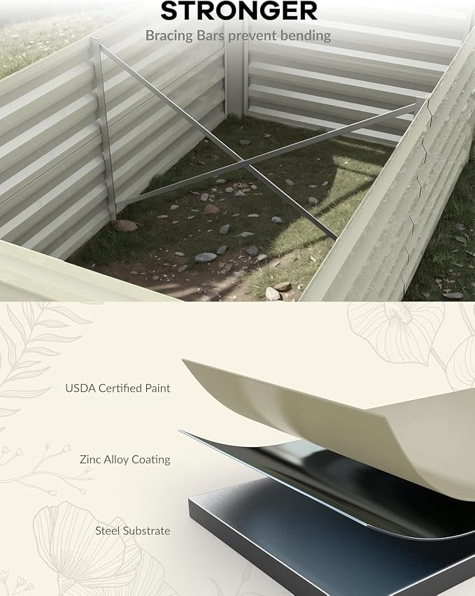 GarveeLife 2pcs 6x3x2 ft Galvanized Raised Garden Bed, Rust-Resistant Raised - Image 4