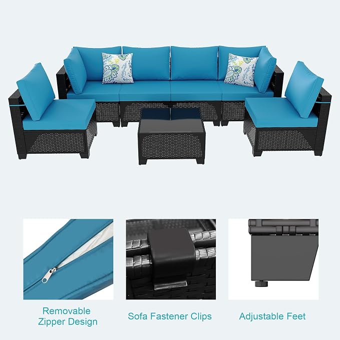 Outdoor Wicker Patio Furniture Set, Rattan Sectional Sofa Set - Image 5