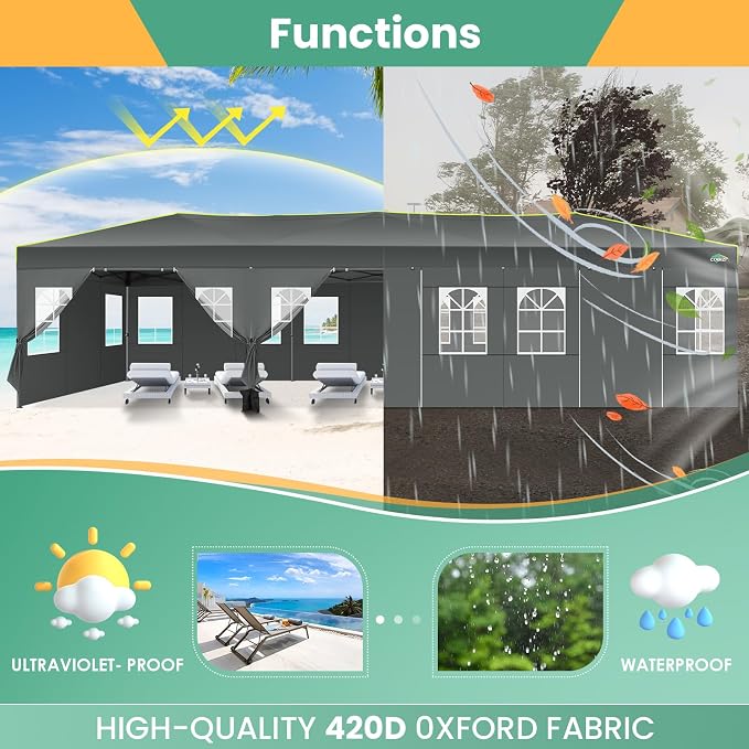 COBIZI 10x30 Pop Up Canopy Tent, Wedding Party Tent - Image 7