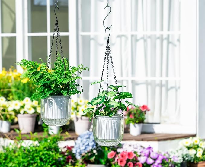 Josteve 5.2 Inch 2 Pcs Self Watering Hanging Planter Indoor Plant Pots Drainage - Image 2