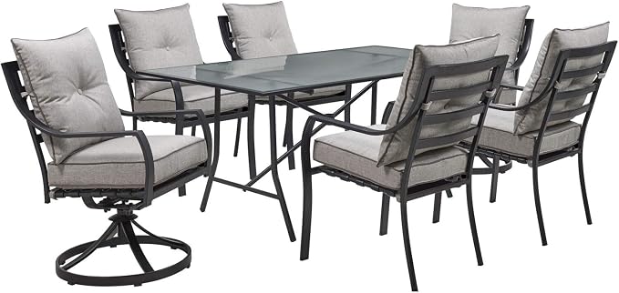 Hanover Lavallette 7-Piece Outdoor Dining Set, Modern Patio Dining Set by Hanover