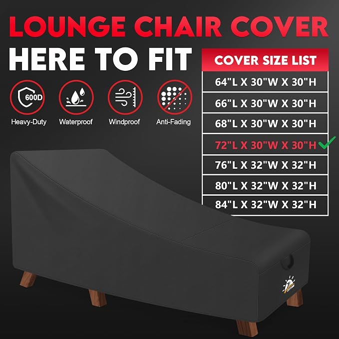 Zettum Outdoor Lounge Chair Cover 2 Pack - Image 3