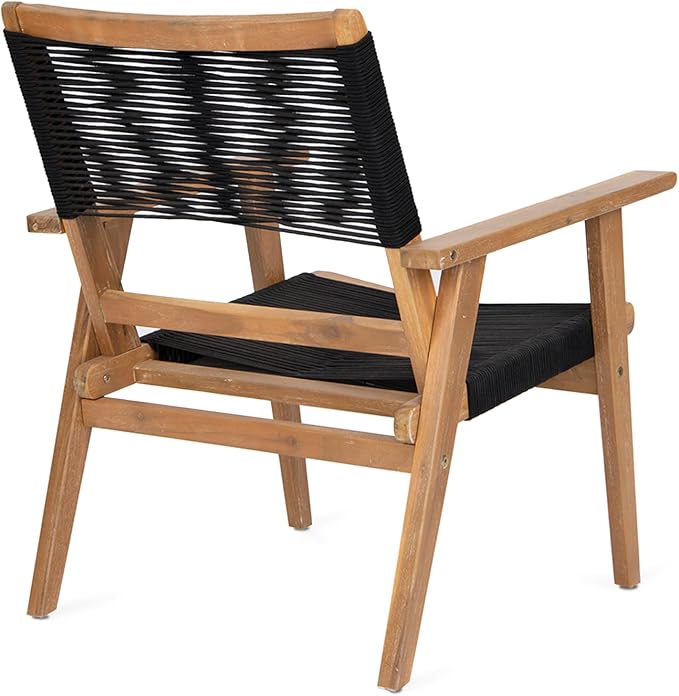 Outdoor Patio Chairs Set of 2 Black Rope Furniture Chairs 2-Person Outdoor - Image 7