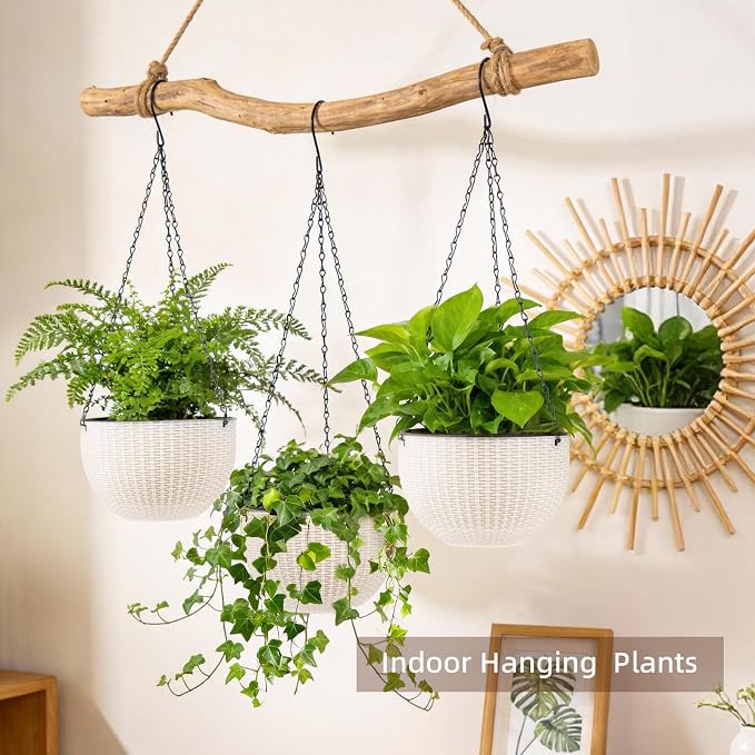 4 Sets of 8.2 Inch Self Watering Hanging Planter Flower Pots, Suitable - Image 5