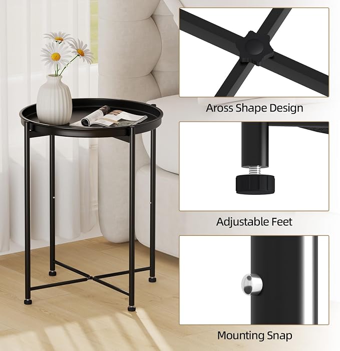 Garden 4 you Small Side Table, Mini Round End Table, Modern Nightstand - Image 8