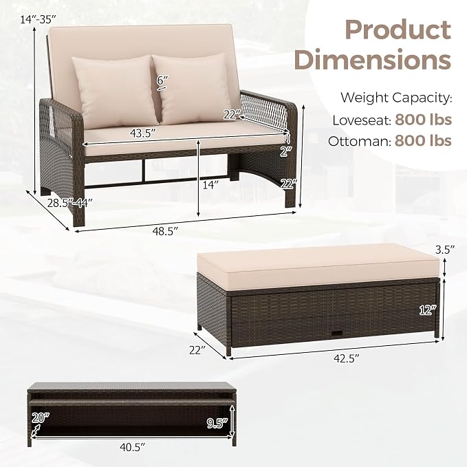 RELAX4LIFE Wicker Patio Outdoor Daybed - Image 3