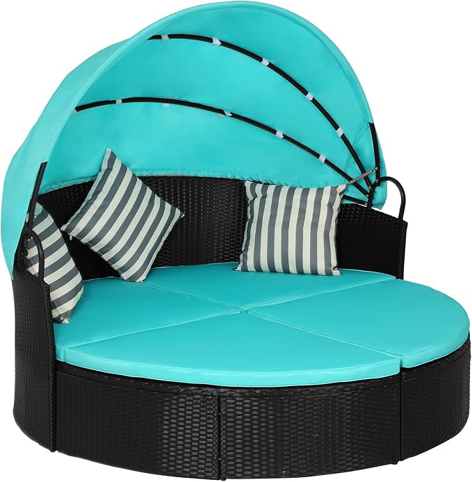 Outdoor Round Daybed Wicker Outdoor Furniture Patio Furniture by FDW