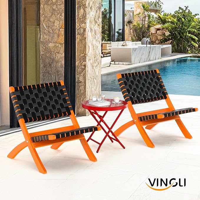 VINGLI Patio Folding Side Table, Small Outdoor Table - Image 2