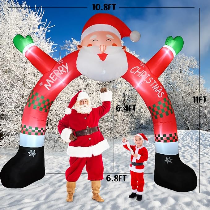 11 FT Christmas Inflatable Archway Decorations, Christmas Inflatable Santa - Image 2