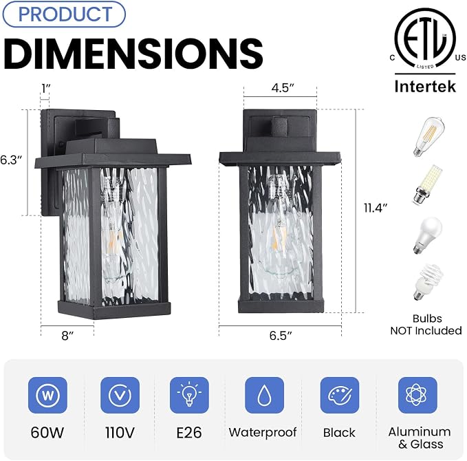 Outdoor Wall Sconce, Outside Porch Light Fixtures, Wall Mount Anti-Rust - Image 5