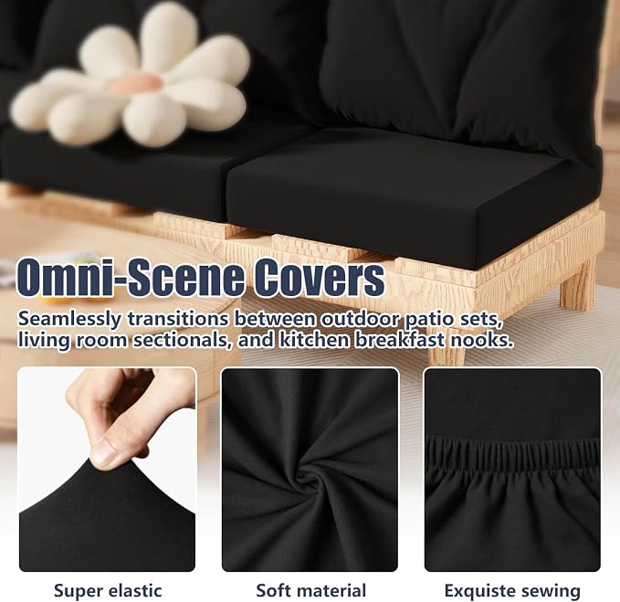 8Pcs Stretch Patio Cushion Covers, Outdoor Couch & Sofa Replacement Slipcovers - Image 4