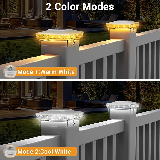 btfarm 1 Pack Solar Post Cap Lights Outdoor, 2 Mode 16 LED Fence Post Light Fit - Image 2