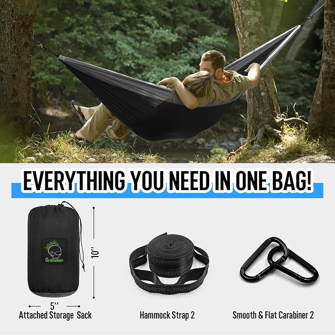Grassman Camping Hammock Double & Single Portable Hammock - Image 4
