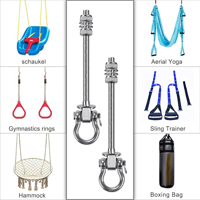 SELEWARE Heavy Duty Bearing Swing Hangers, 2 Pack Stainless Steel Swing Hooks - Image 7