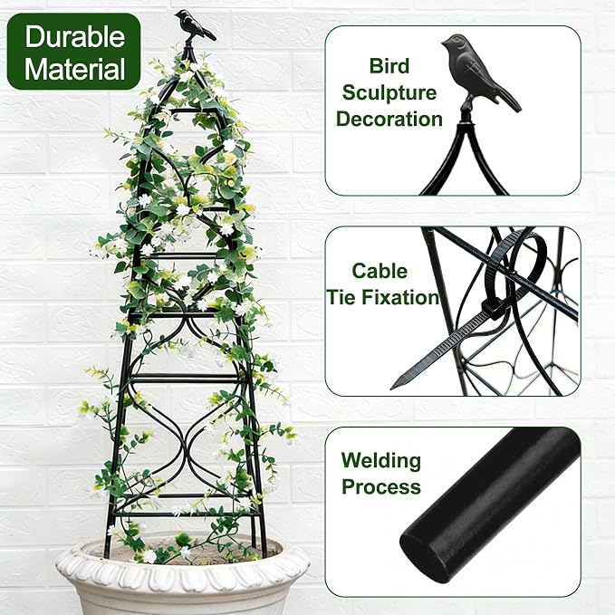 aboxoo Set of 2 Packs Sturdy Metal Garden Obelisk Trellis - Image 3