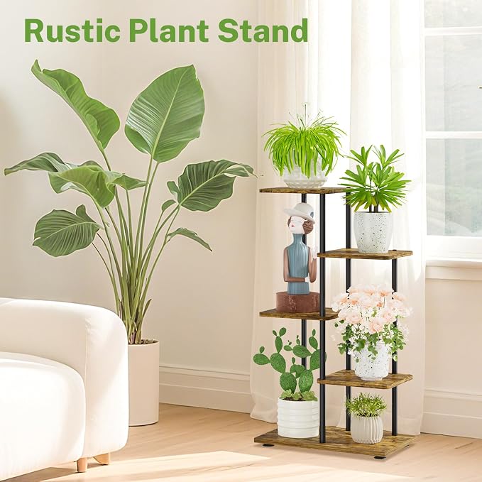 iDavosic.ly 4 Tier Plant Stand Indoor, Tiered Corner Metal Wood Multiple Flower - Image 7