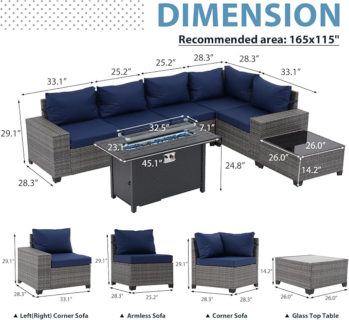 JOIVI 7 Pieces Outdoor Patio Furniture Set - Image 6
