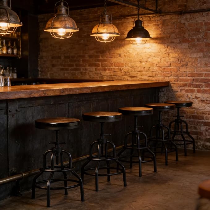 LOKKHAN Vintage Industrial Bar Stool - Image 8