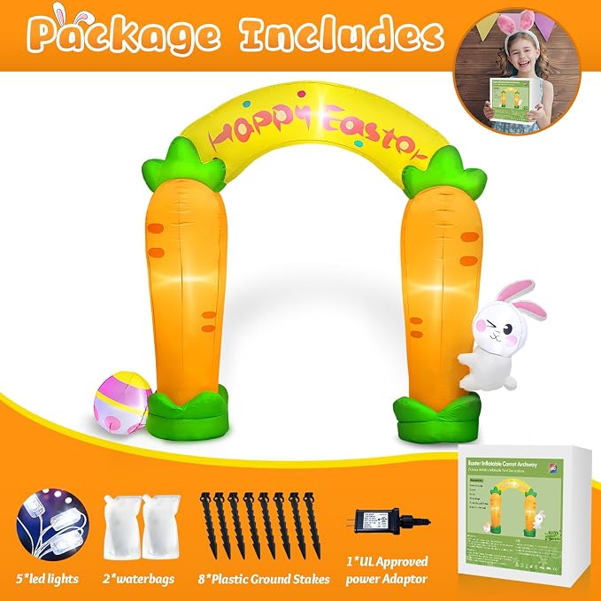 MICOCAH 9FT Long Easter Inflatables Archway Outdoor Decorations, Easter - Image 6