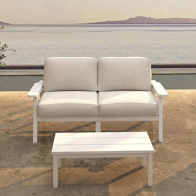Patio Furniture Set 2 Seats, HDPE Outdoor Sectional by PatioKingdom