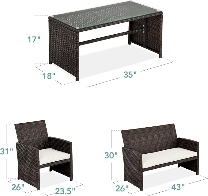 Best Choice Products 4-Piece Outdoor Wicker Patio Conversation Furniture Set - Image 7